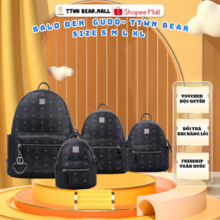 Balo đen họa tiết hình vuông fullsize S M L XL TTWN BEAR  chính hãng TN 3027