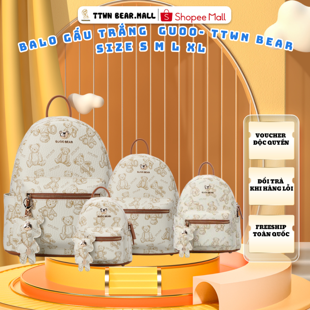 Balo gấu trắng TTWN BEAR - GUOO BEAR fullsize S M L XL chính hãng