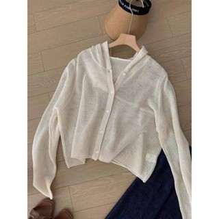 [Bigsize 55-100kg] Áo Khoác Len Lưới Mỏng Tay Dài Cài Cúc Kiểu Hàn Quốc