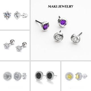 Khuyên Tai Bạc 925 Đính Đá Nhỏ Xinh - Hoa Tai Y2K Unisex Trang Sức Thời Trang Lấp Lánh Cho Nam Nữ Makijewely