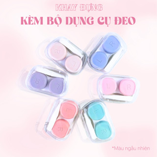 Khay đựng lens Eyesme, hộp kính áp tròng có kèm nhíp và cây đeo