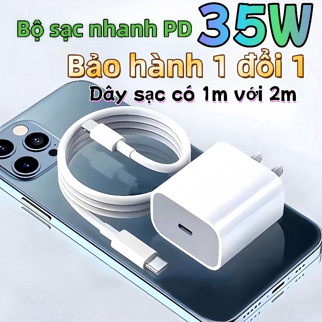 Bộ sạc nhanh PD 35W cho IP 17 16 15 14 13 12 11 Pro Max XS XR X 8 7 6 Phụ kiện, Bảo hành 1 Đổi mới 1
