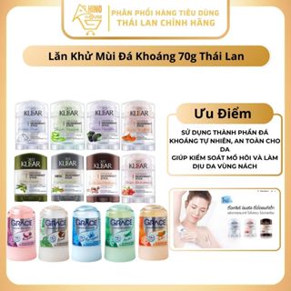  Lăn Khử Mùi Đá Khoáng  Grace - Klear  70g Thái Lan Khô Thoáng Giảm Tiết Mồ Hôi - Hinohouse 
