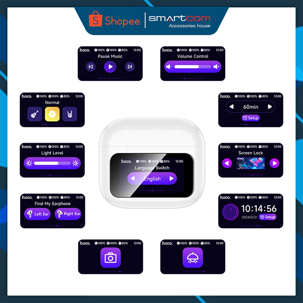 [Tặng sticker] Tai nghe bluetooth màn hình cảm ứng Hoco EW72/EW81 tích hợp ANC/ENC 12 chức năng - Pin trâu | BigBuy360 - bigbuy360.vn