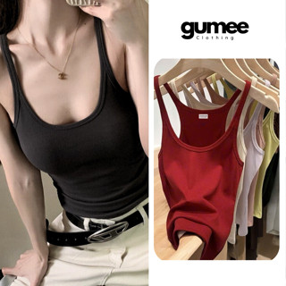 Áo hai dây nữ trơn Gumee, áo ba lỗ 2 dây bra dáng dài ôm body chất cotton mịn mặc nhà thể thao -G07
