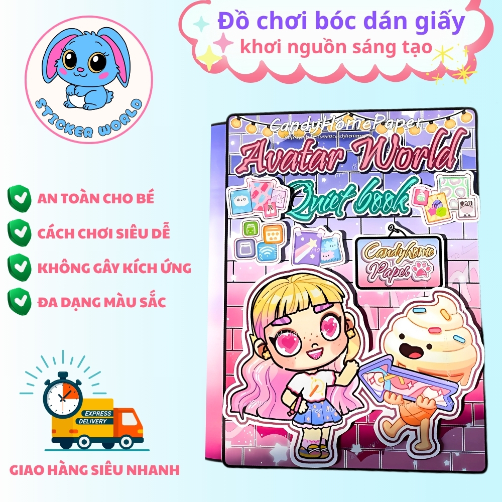Set đồ chơi ngôi nhà giấy cô bé Avatar và Tocaboca búp bê giấy phát triển trí tuệ cho bé
