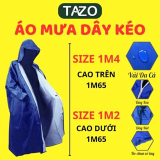  Áo Mưa 1 Người Khóa Kéo Bít CAO CẤP - Áo Mưa Ích Kỷ Người Lớn Vải Dù Da Cá Có Dây Kéo Trước  - Tazo 