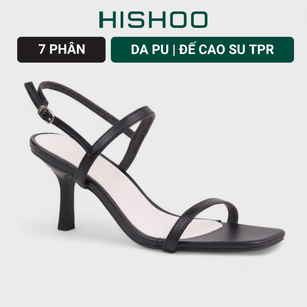 Giày Sandal Nữ Cao Gót 7cm Thời Trang Hishoo Quai Ngang Cao Cấp S170