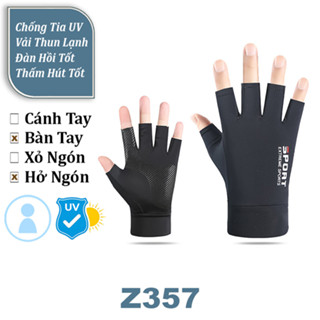 Găng Tay Chống Nắng Nam Hở Ngón Cảm Ứng Điện Thoại Vải Băng Lạnh 4D ( Bao Tay Xe Máy Đi Phượt Co Giãn Thoáng Mát )