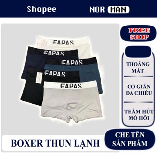 Combo 5 Quần Lót Nam Boxer Đùi FAPAS – Thun Lạnh Co Giãn 4 Chiều, Cạp In Thương Hiệu, Mặc Mát Cả Ngày