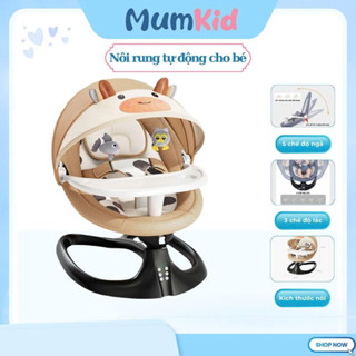 Nôi điện rung tự động cho bé, Nôi điện cho bé sơ sinh từ 0-24 tháng ru bé ngủ có loa phát nhạc kết nối bluetooth