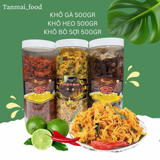 Combo 500g khô gà lá chanh + 500g heo khô cháy tỏi + 500 bò khô sợi