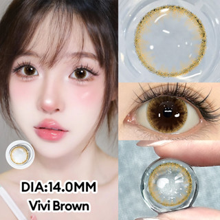 【✅COD  Mystic Eyes kính áp tròng ViVi Black Loạt 1 đôi  lens nâu tây 0 độ 14.2mm