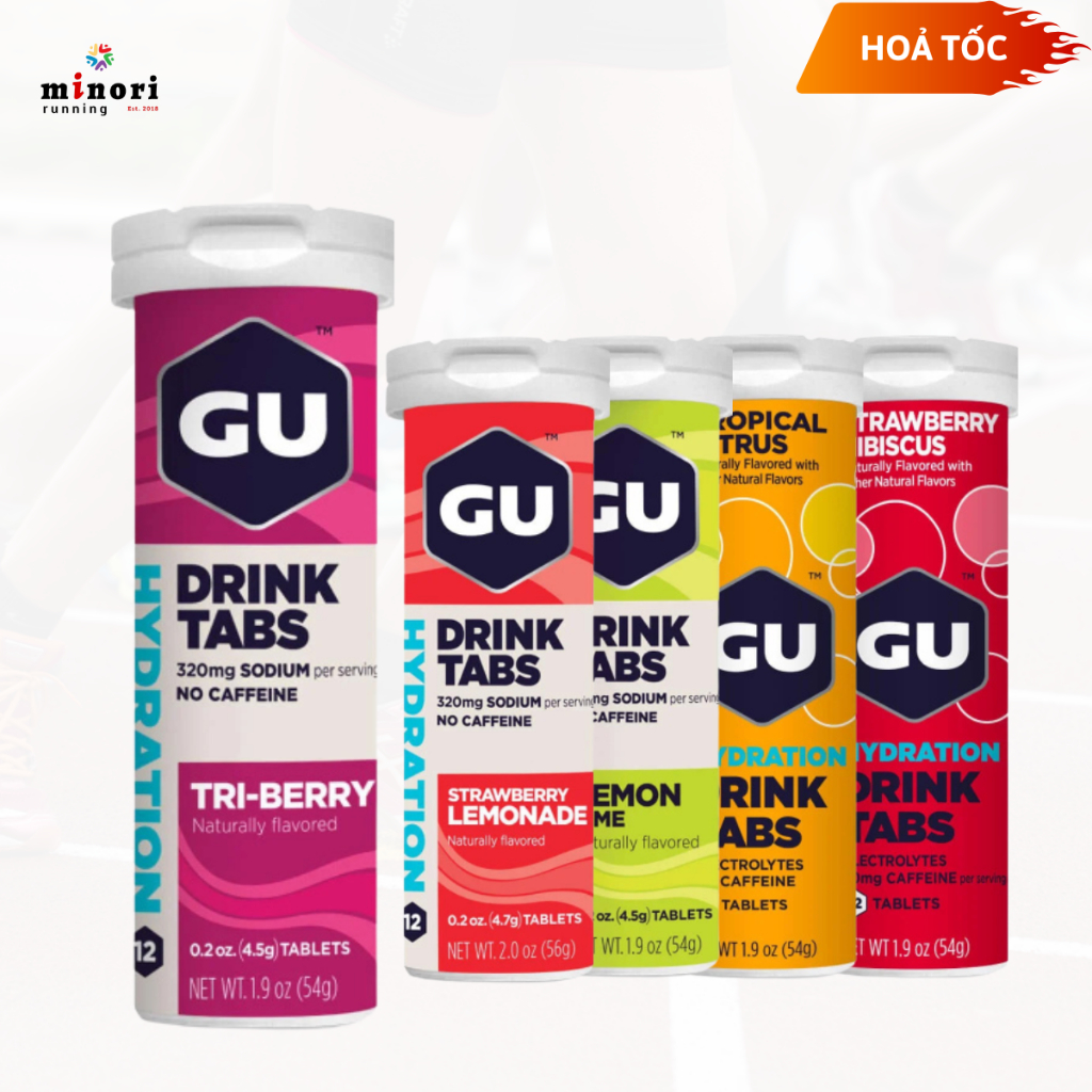 Viên Sủi Điện giải GU ENERGY Hydration Drink Tabs - Ống 12 Viên - Bổ Sung Nước Và Điện Giải Minori