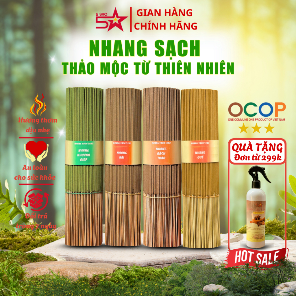  Combo 2Kg Nhang Thảo Mộc Hương Quế Khuynh Diệp Hương Bài Mùi Thơm Dễ Chịu Ít Khói Không Hóa Chất 