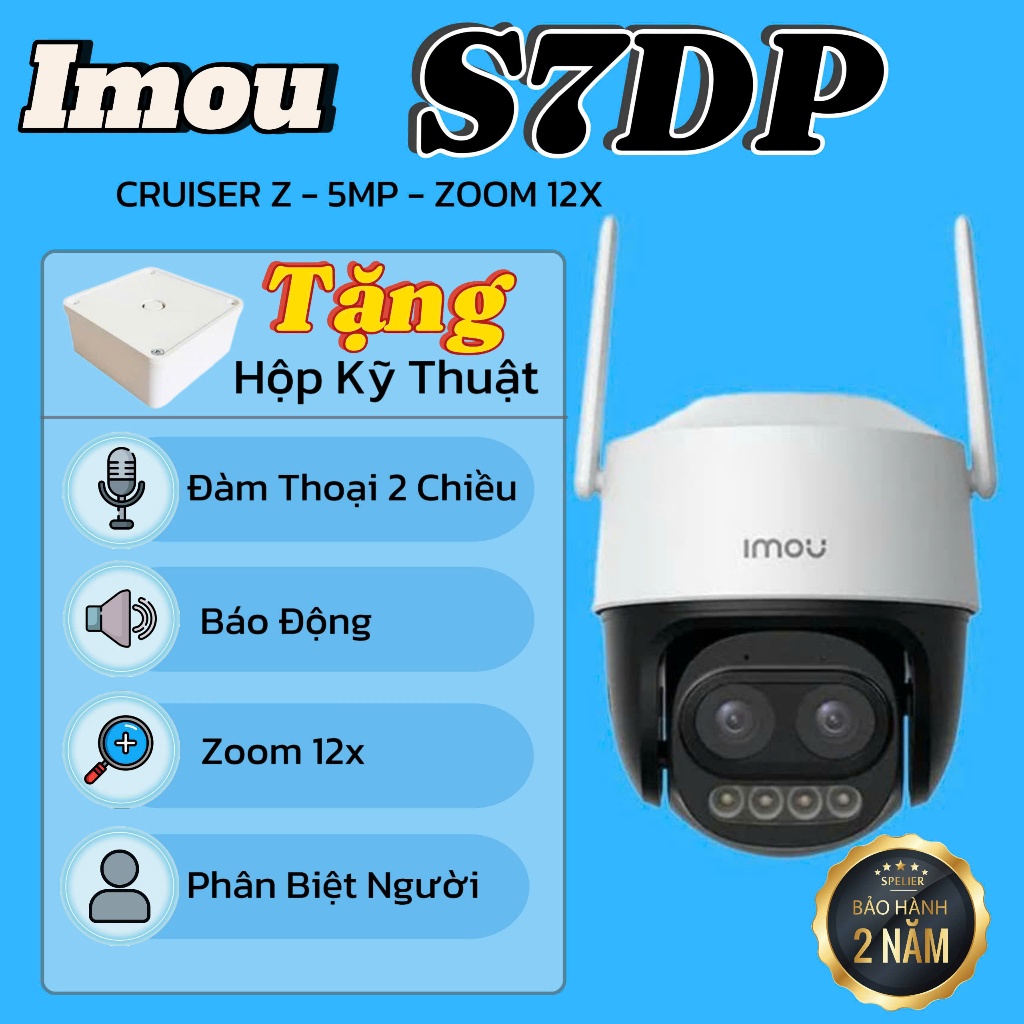 ( TẶNG Hộp KT) Camera Wifi IMOU CRUISER Z S7DP 3K 5MP, Zoom 12X, Ống Kính Kép, Ban Đêm Có Màu.