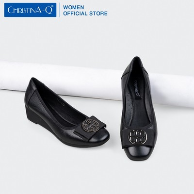 Giày cao gót bít mũi đế xuồng da bò êm ái ChristinA-Q GBX036