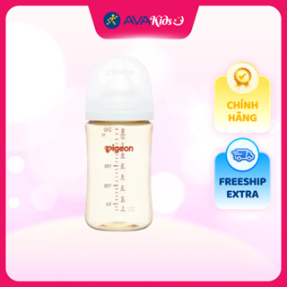 Bình sữa nhựa PPSU Pigeon Softouch Baby-Friendly World cổ rộng 240 ml (từ 3 tháng)