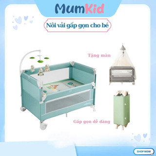 Cũi di động gấp gọn thông minh có bàn thay tã cho bé tặng full phụ kiện - MK111