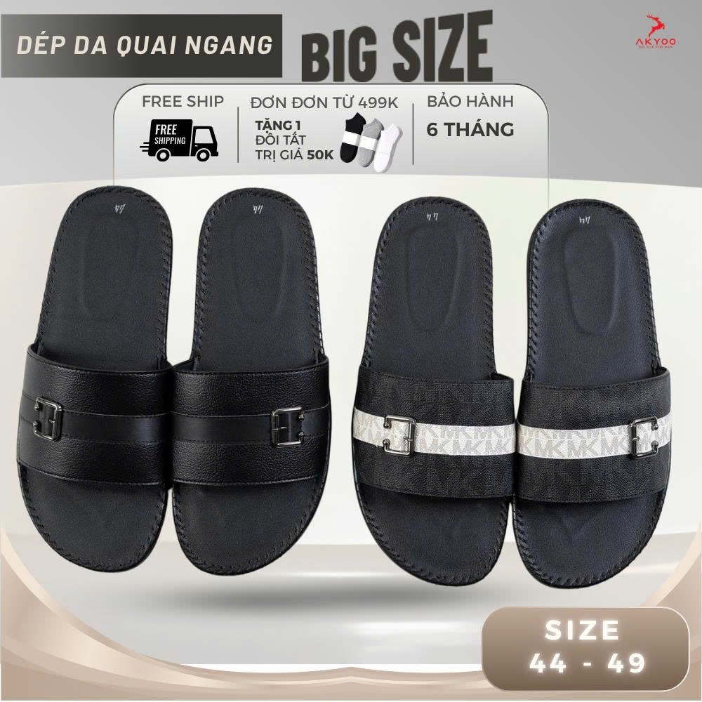 Dép Nam Quai Ngang Da Big Size 44-49 AKYOO – Đế Cao Su Êm, Khâu Tay Chắc Chắn D31-D33