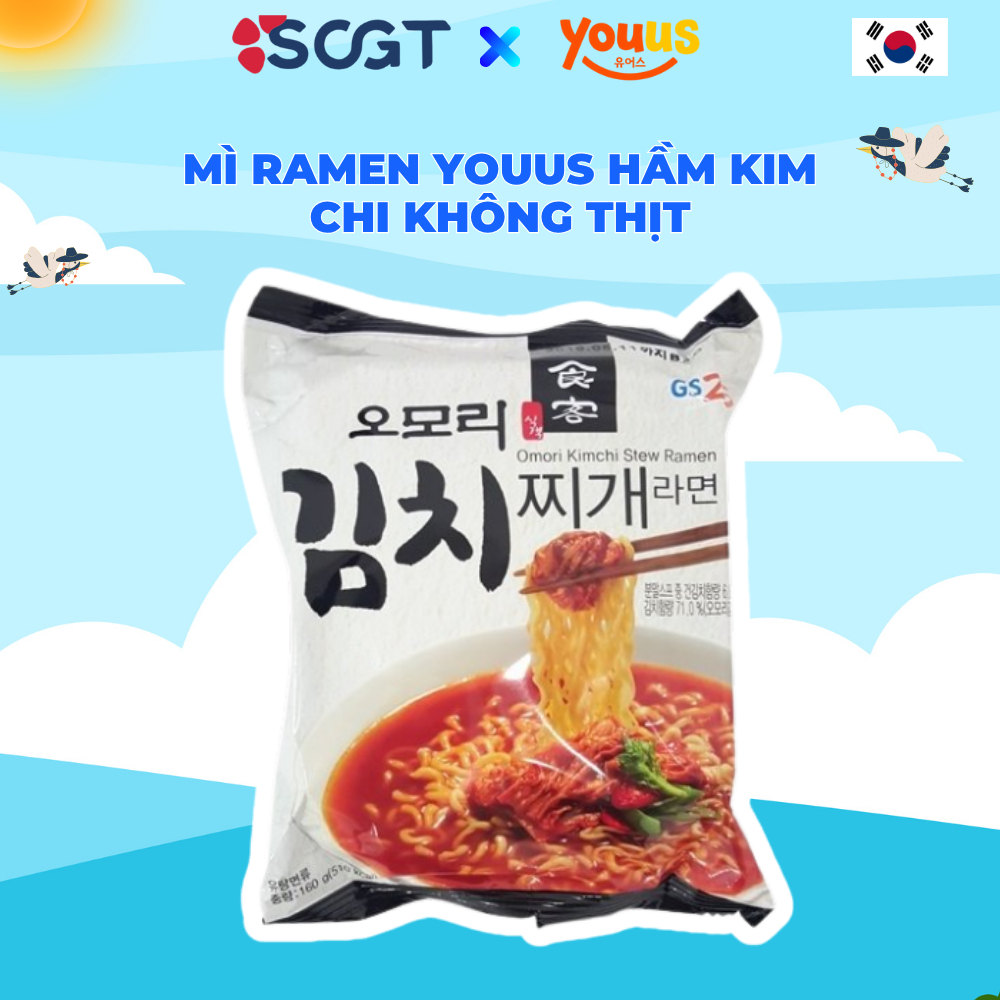 Mì Kim Chi Hầm Youus Omori (Dạng Gói, Không Thịt) - Kimchi Jjigae Noodle Stew Ramyun