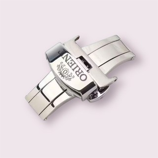INOX 304 - Khoá Bướm Khắc Logo ORIENT, Khóa Chống Gập Dây Da Size 16mm 18mm 20mm 22mm