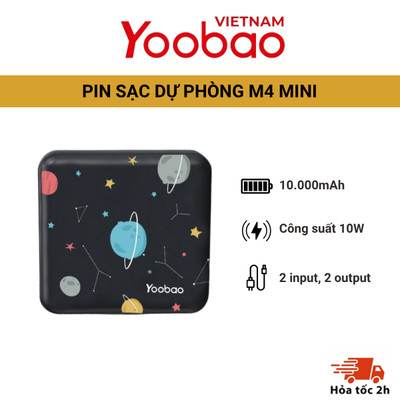 Sạc dự phòng Yoobao M4 Mini 10000mAh, 2 cổng vào và 2 cổng ra Tương thích với tất cả điện thoại thông minh máy tính bảng
