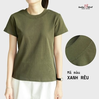  Áo thun nữ form baby tee vừa người LEWLEW Basic XANH RÊU trơn - 100% cotton thoáng mát 