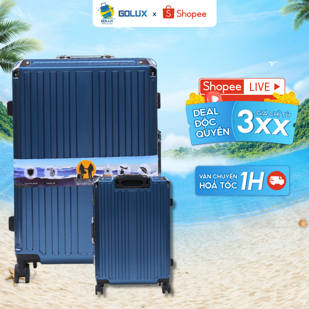 Vali khung nhôm du lịch TWO BROTHERS T681 size 20/24/28 tích hợp khóa số sập bo 4 góc chống va đập