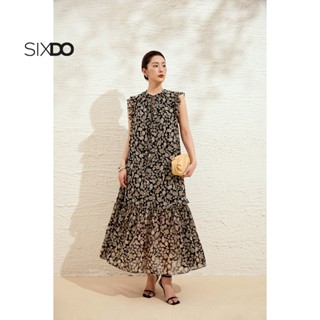 Đầm suông sát nách họa tiết SIXDO (Black Chiffon Loose Dress)