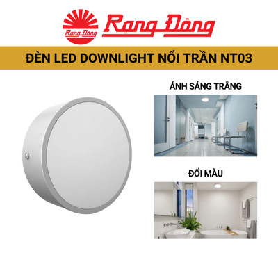 Đèn Led Downlight nổi trần Rạng Đông NT03 ánh sáng trắng/ đổi màu đèn, kèm thanh giá rời, Chip Led Hàn Quốc cao cấp