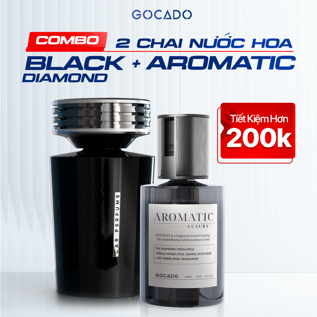 Combo Nước Hoa Ô Tô Cao Cấp  AROMATIC 160ml +  BLACK DIAMOND 200ml GOCADO