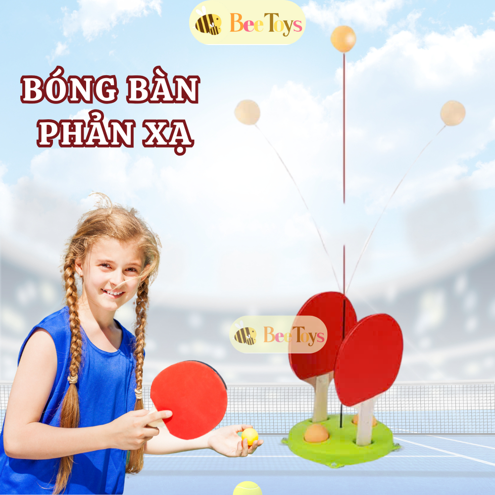 Bóng bàn phản xạ cho bé VỢT GỖ bóng bàn treo tường vợt pickleball cho bé đồ chơi vận động luyện phản xạ tốt Bee Toys