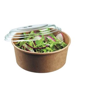 Hộp giấy tròn kraft 750ML- nắp PET trong