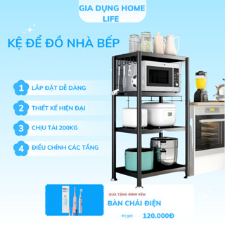 Kệ để đồ phủ lớp sơn đen kệ nhà bếp đa năng có bánh xe, đựng đồ nồi cơm điện, lò nướng