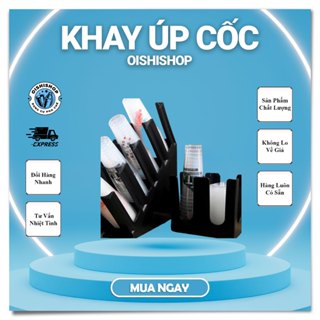 Khay úp cốc 2 ngăn đứng thẳng và xéo 4 ngăn - Kệ úp ly bằng nhựa PP