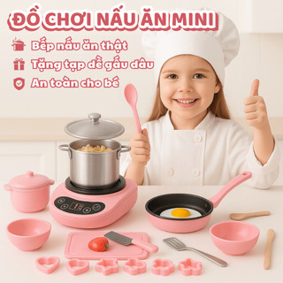  Đồ Chơi Nấu Ăn Thật Mini Nhiều Chi Tiết Màu Hồng Và Xanh Chất Liệu Nhựa ABS An Toàn Cho Bé 