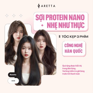 Tóc Giả Kẹp Phím Cao Cấp 3 Mảnh ARETTA Dáng Xoăn Sóng Nước, Dáng Thẳng, Xoăn Sóng Lơi 45cm - 55 cm