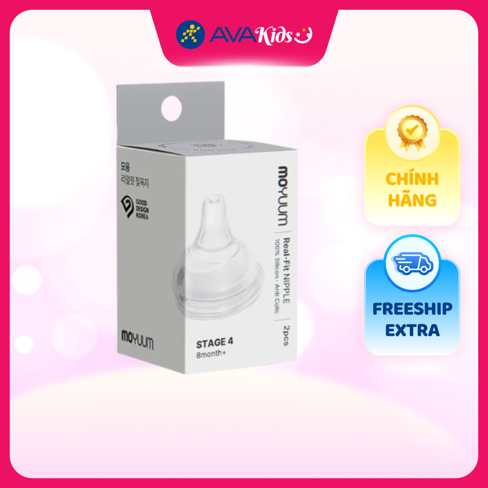 Bộ 2 núm ti Moyuum cổ rộng số 4 (từ 8 tháng) - Thế hệ 3