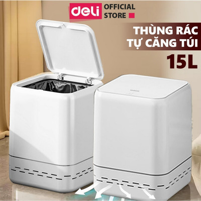 Thùng rác tự động căng túi rác 12L/15L DELIxVUSIGN thiết kế dáng dẹt tiết kiệm không gian, tối ưu nhà cửa