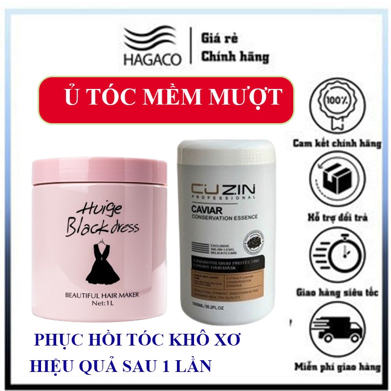 Kem ủ tóc Huiger black dress 1000ML,Dầu Xả Tóc Phục Hồi,Ủ VÁY ĐEN mềm mượt,Kem Hấp Tóc Thơm Salon