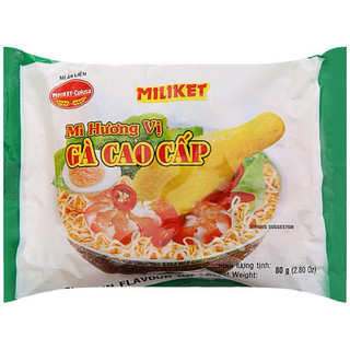 Combo 4 gói mì gà xanh cao cấp miliket 80g