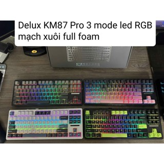 Bàn phím cơ không dây  Delux Km87Pro | 3 mode | mạch xuôi | Led RGB | Gasket Mount | Full Foam | sẵn dùng ngay