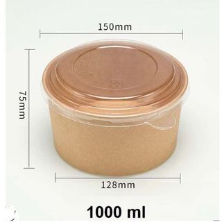Hộp giấy kraft 1000ML- nắp PET trong