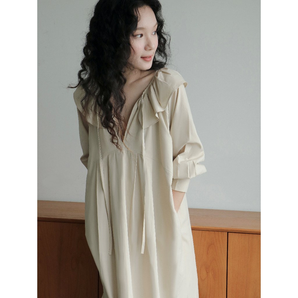 AO'EM STUDIOS | GRACE DRESS - Đầm nữ chất Modal cổ bèo tay lửng dáng suông dài