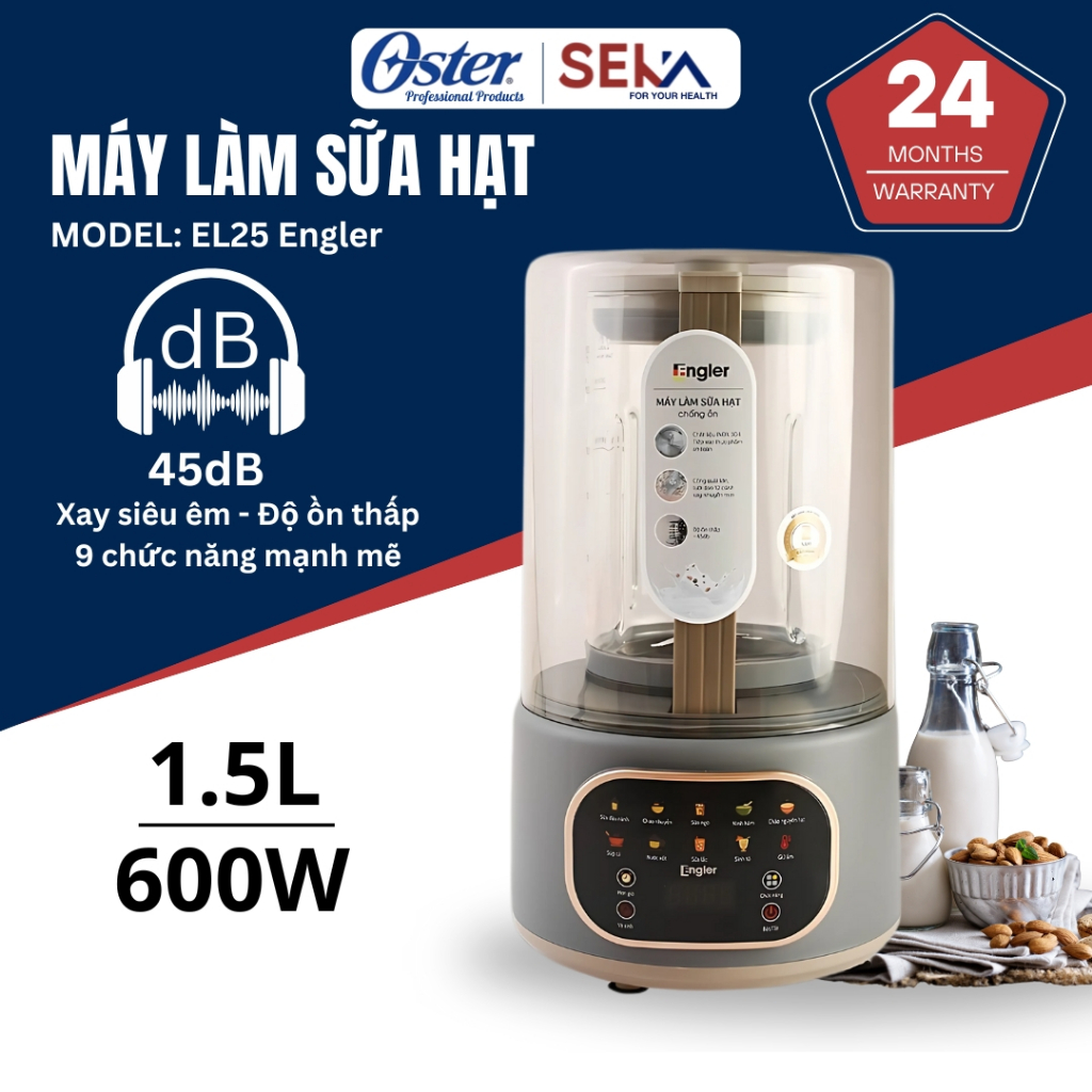 Máy làm sữa hạt chống ồn đa năng Engler EL25 dung tích 1,5 L, bảo hành chính hãng 24 tháng