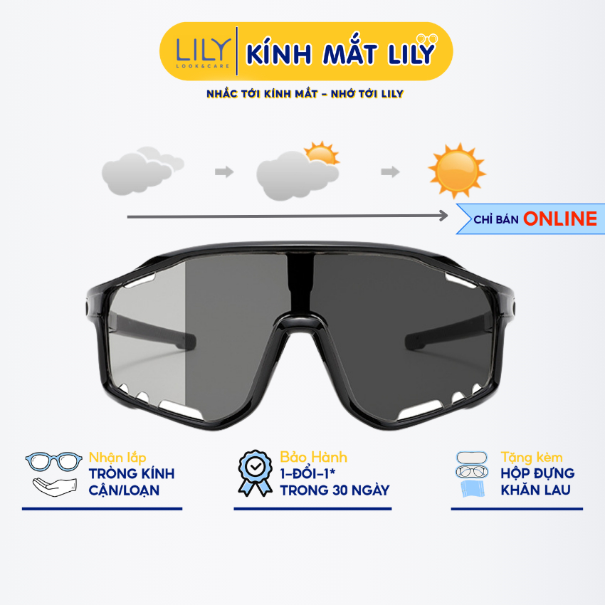 Kính mắt đổi màu ghi Lily Eyewear chống UV400 chống bụi đa năng bảo vệ mắt thích hợp đi đường và hoạt động thể thao 0117