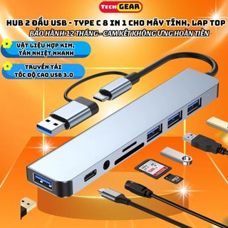Hub type c, Cổng chuyển đổi type C-bộ chia USB, Hub usb 3.0 tốc độ cao đa năng 8 trong 1 dành cho máy tính-laptop-máy in