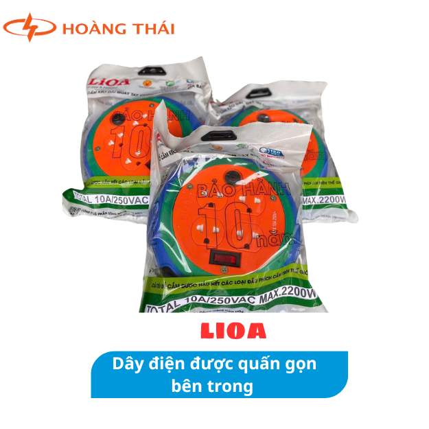 Ổ cắm điện, Ổ cắm điện Lioa/ ổ cắm kéo dài quay tay kiểu đĩa bay Ổ quay kéo dài 20m 2 lõi 10A Lioa,Ổ