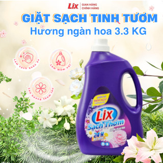  Nước giặt xả Lix sạch thơm Hương ngàn hoa chai 3.3kg N7201 Thơm Ngát Suốt Ngày Dài HOMI 